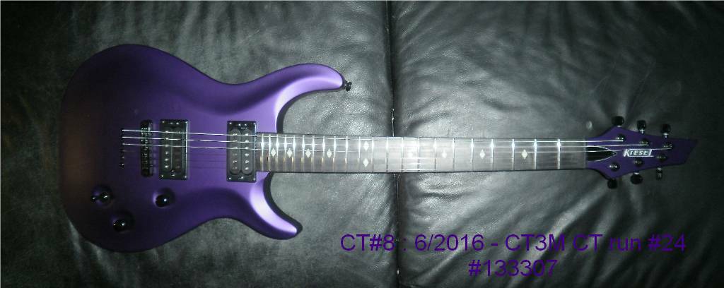 01/2017 : CT run #24 CT3M Satin Grape Jelly, Drop Shadow Silver/Black Kiesel Logo / Luminlay Diamd Inlays and side dots, Thick Neck, Now with SD 59 + C5. #133307